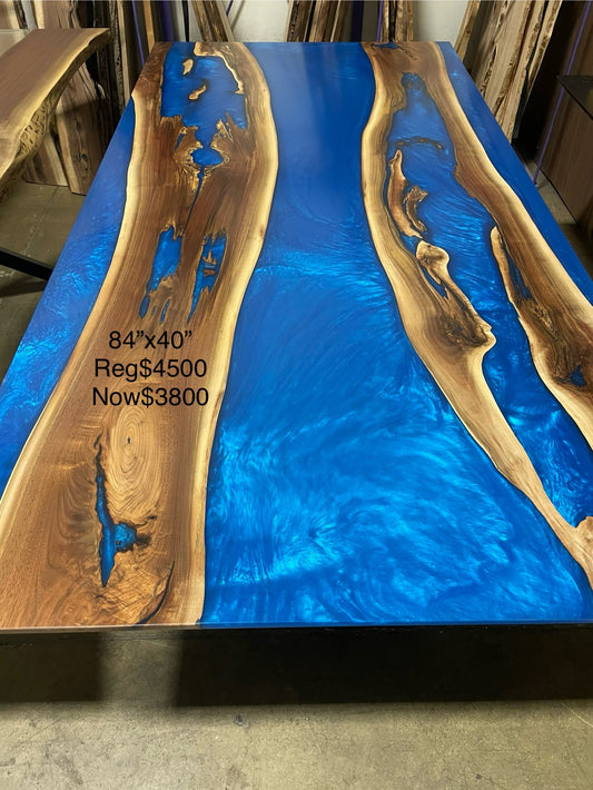 Blue epoxy table