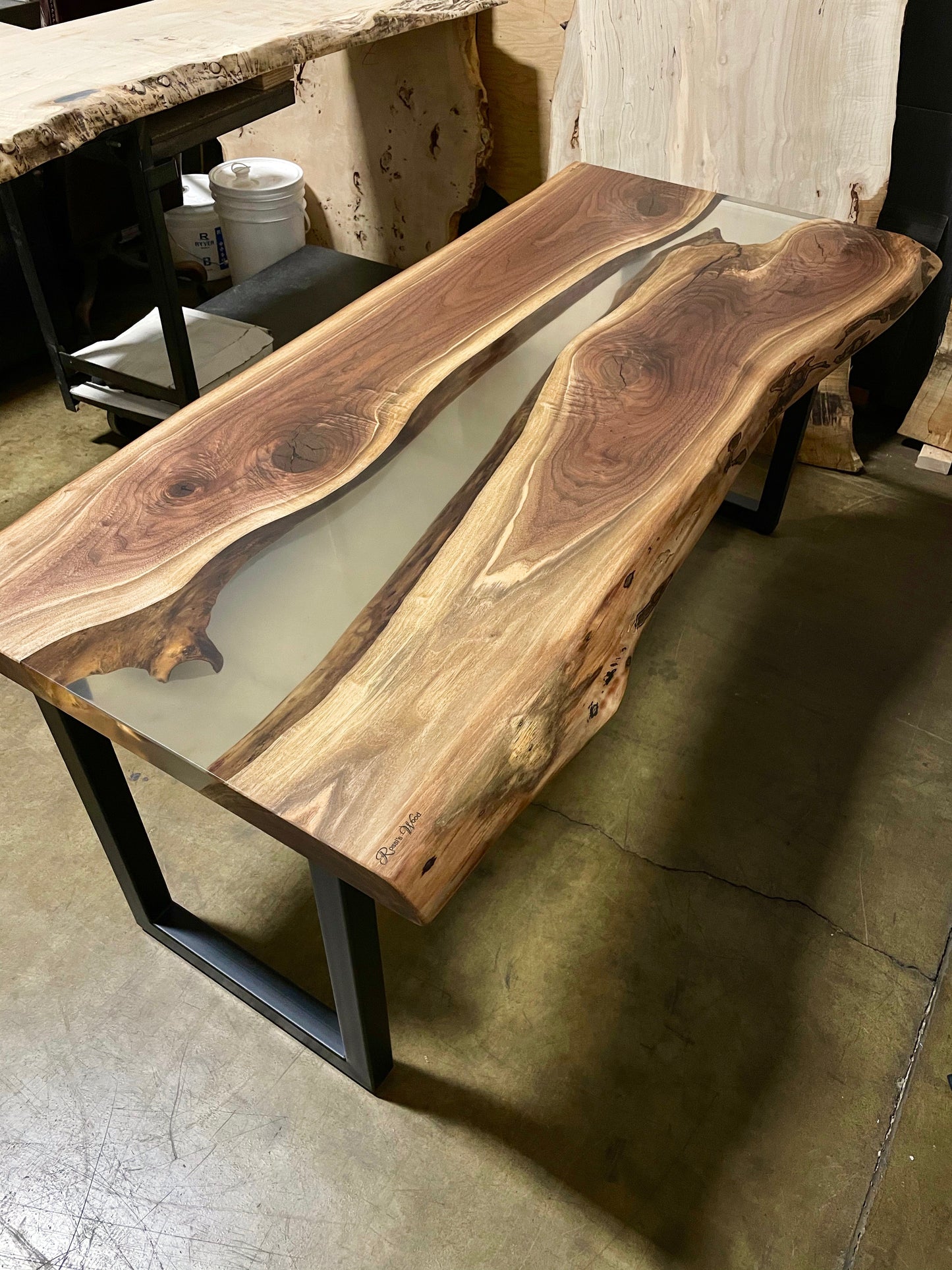Clear E-Poxy River Table