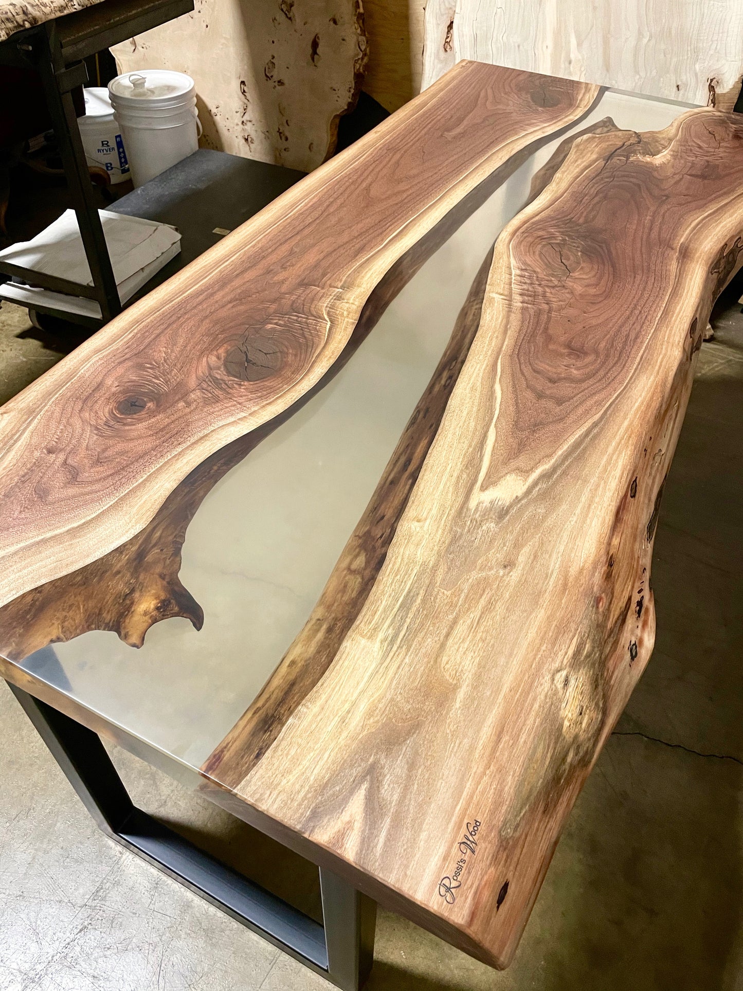 Clear E-Poxy River Table