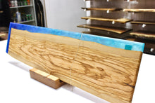 Load image into Gallery viewer, Italian Olive wood charcuterie board with ombre e-poxy
