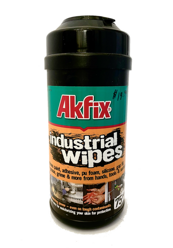 Akfix INDUSTRIAL WIPES are industrial strength hand cleaning wipes that are capable of removing oil, grease, paint, ink and adhesives. The textured side of the wipe will gently but efficiently remove all ingrained contamination. The smooth side of the wipe will effectively retain contamination and will prevent re-soiling of the hands. Hands are clean and dry in one application, all without the use of water.